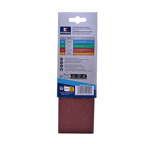 MC KENZIE - Bande abrasive grain 40 - x2 - 75x457mm - large