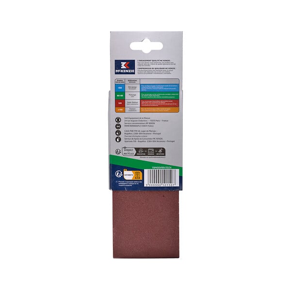 MC KENZIE - Bande abrasive grain 80 - 75x457mm - x2 - large