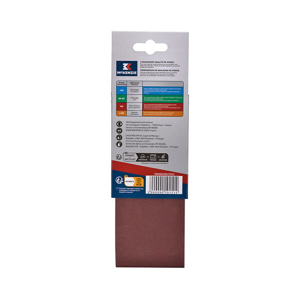 MC KENZIE - Bande abrasive grain 120 - x2 - 75x457mm - large