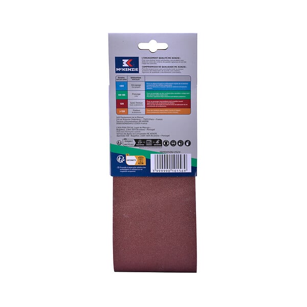 MC KENZIE - Bande abrasive grain 80 - 2 pièces - 100x560mm - large