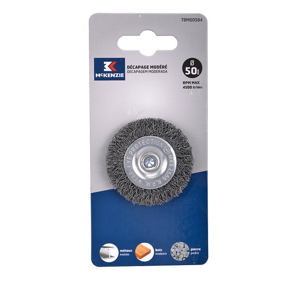 MC KENZIE - Brosse circulaire à fils sertis - Acier - 50mm - large