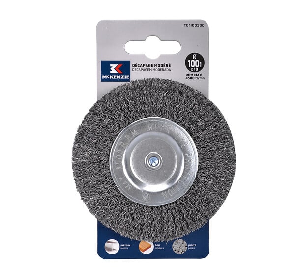 MC KENZIE - Brosse circulaire à fils sertis - Acier - 100x10mm - large