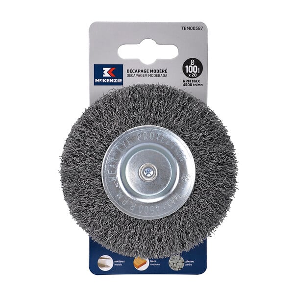 MC KENZIE - Brosse circulaire à fils sertis - Acier - 100x20mm - large