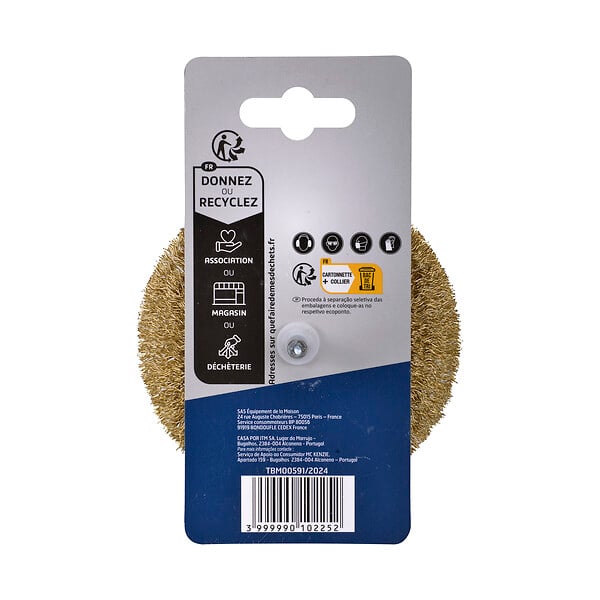 MC KENZIE - Brosse circulaire à fils sertis - Laiton Acier - 100mm - large