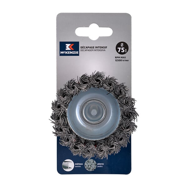 MC KENZIE - Brosse boisseau à fils noués - Acier - 75mm - large