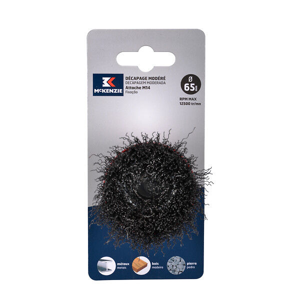 MC KENZIE - Brosse soucoupe pour meuleuse à fils sertis - Acier - 65mm - large