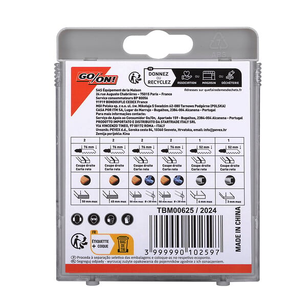 Coffret 10Lames pour scie sauteuse - large