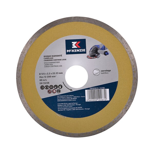 MC KENZIE - Disque diamant continu - D125x2mm - Alésage 22,2mm - large