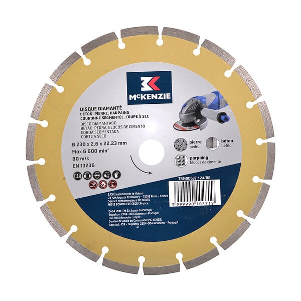 MC KENZIE - Disque diamant segmenté - D.230 mm - Alésage 22,2 mm - large