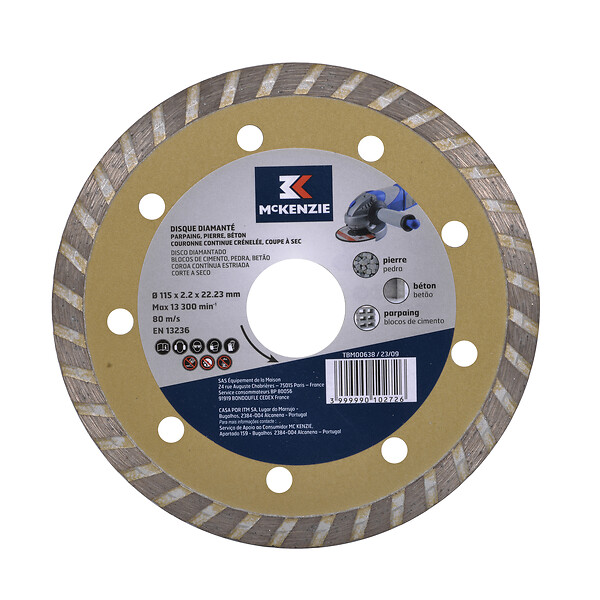 MC KENZIE - Disque diamant crénelé - D115x2,2 - Alésage 22,2mm - large