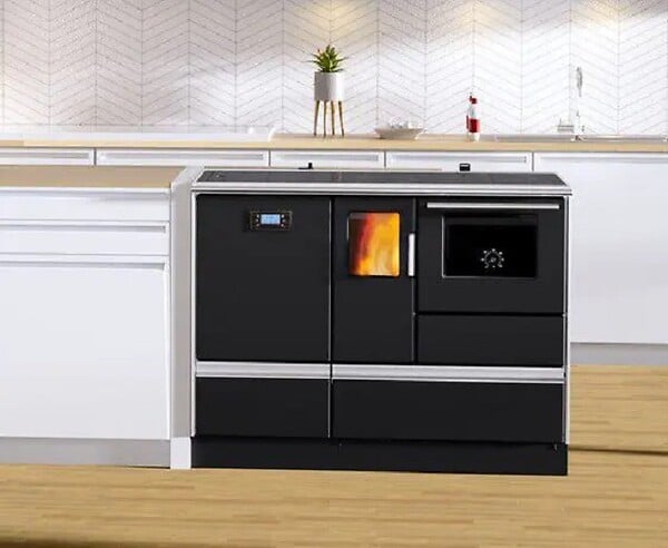 SANNOVER - Cuisinière Granulés avec four Chauffage (4,8 kW)+ Bouilleur (15,2 kW) Sannover 20kW Gris anthracite - large