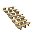 DECKLINEA - Escalier Bois Exterieur - 7 Marches - Largeur : 1m20 - Hauteur : 1m19 - Sans Contremarches - Pin du Nord - Traité Autoclave - vignette