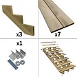 DECKLINEA - Escalier Bois Exterieur - 7 Marches - Largeur : 1m20 - Hauteur : 1m19 - Sans Contremarches - Pin du Nord - Traité Autoclave - vignette