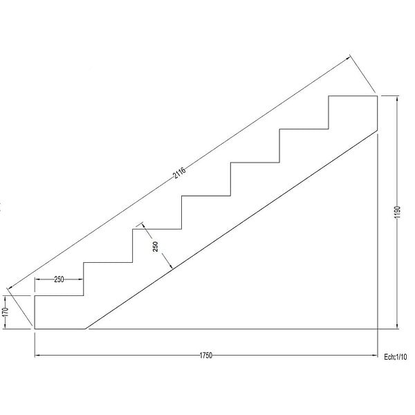 DECKLINEA - Escalier Bois Exterieur - 7 Marches - Largeur : 1m20 - Hauteur : 1m19 - Sans Contremarches - Pin du Nord - Traité Autoclave - large