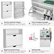 TECTAKE - Meuble à chaussures Calea avec 2 compartiments basculants pour 12 paires de chaussures blanc - vignette