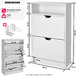 TECTAKE - Meuble à chaussures Calea avec 2 compartiments basculants pour 12 paires de chaussures blanc - vignette