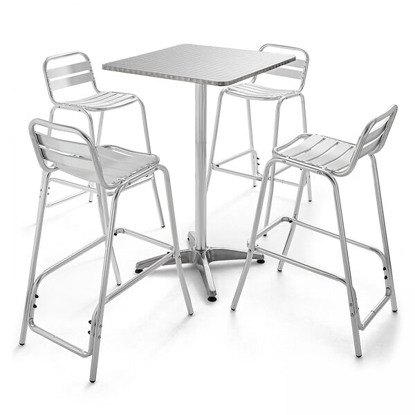 OVIALA - Lot de 4 chaises hautes en aluminium gris - Soho - large