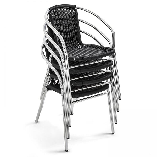 OVIALA - Chaise de jardin aluminium et résine gris noir - Saint Germain - large