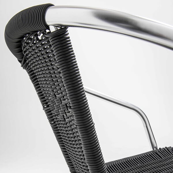 OVIALA - Chaise de jardin aluminium et résine gris noir - Saint Germain - large