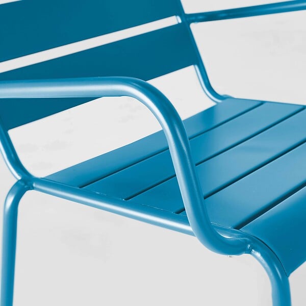 OVIALA - Lot de 2 fauteuils relax avec repose-pieds en métal bleu pacific - Palavas - large