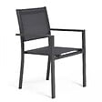 OVIALA - Lot de 2 fauteuils de jardin aluminium et textilène gris - Nice - vignette