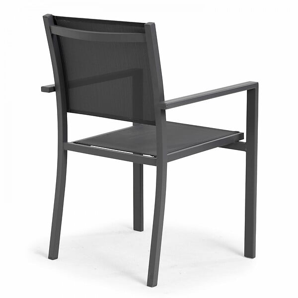 OVIALA - Fauteuil de jardin aluminium et textilène gris - Nice - large