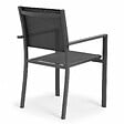 OVIALA - Fauteuil de jardin aluminium et textilène gris - Nice - vignette