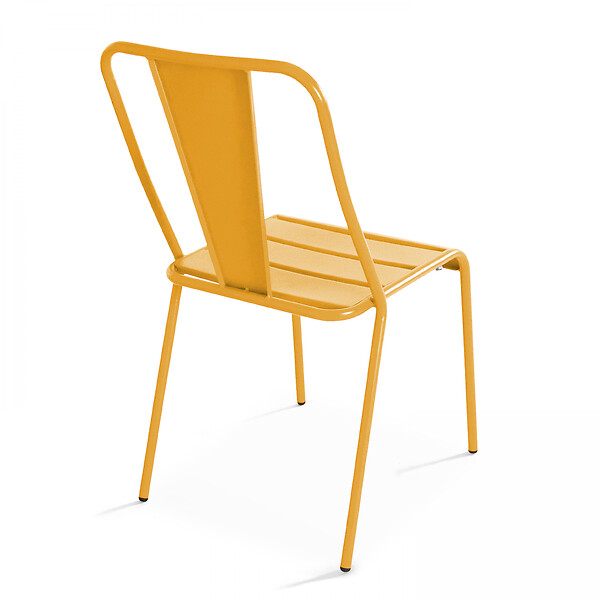 OVIALA - Ensemble table de jardin carrée et 2 chaises bistrot jaune - Palavas - large