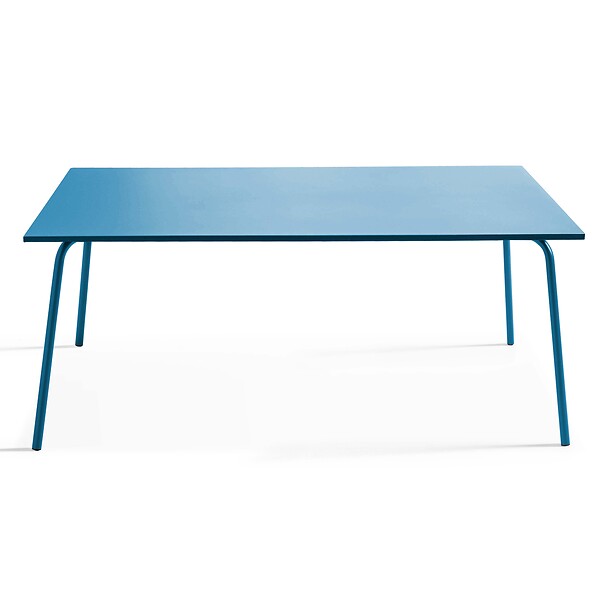 OVIALA - Ensemble table de jardin et 8 fauteuils en métal bleu pacific  - Palavas - large