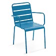 OVIALA - Ensemble table de jardin et 8 fauteuils en métal bleu pacific  - Palavas - vignette