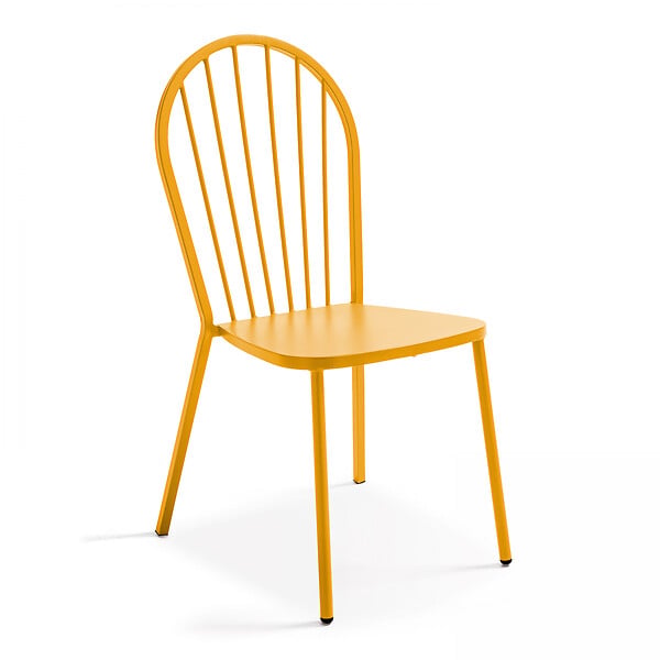 OVIALA - Ensemble table de jardin bistrot et 2 chaises en acier jaune - Palavas - large