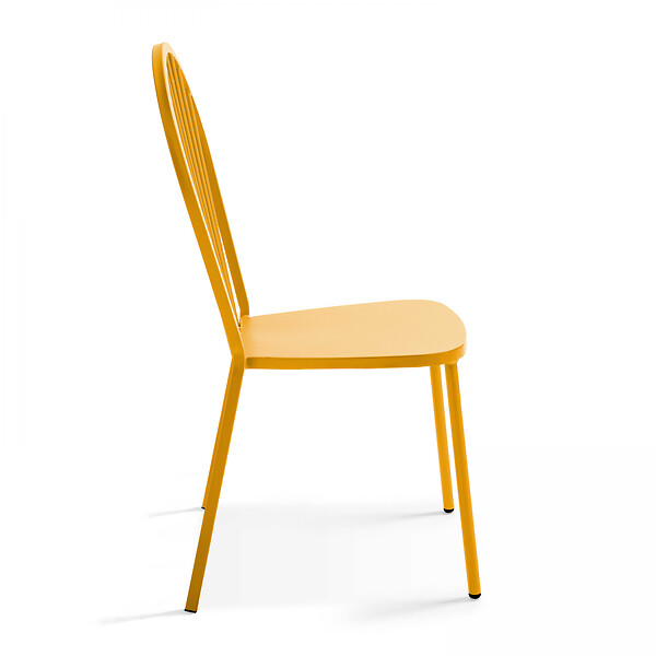 OVIALA - Ensemble table de jardin bistrot et 2 chaises en acier jaune - Palavas - large