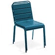 OVIALA - Salon de jardin 2 bancs et 4 chaises en acier bleu pacific - Palavas - vignette