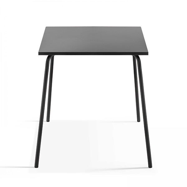 OVIALA - Ensemble table de jardin carrée et 4 fauteuils acier gris - Palavas - large
