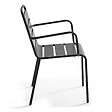 OVIALA - Ensemble table de jardin carrée et 4 fauteuils acier gris - Palavas - vignette