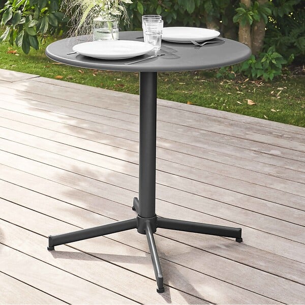 OVIALA - Ensemble table de jardin et 4 fauteuils métal gris - Palavas - large