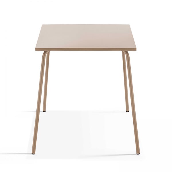 OVIALA - Ensemble table de jardin carrée et 4 fauteuils acier taupe - Palavas - large
