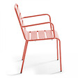 OVIALA - Ensemble table de jardin carrée et 2 fauteuils acier argile - Palavas - vignette