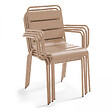 OVIALA - Ensemble table de jardin carrée et 8 fauteuils en métal taupe - Palavas - vignette