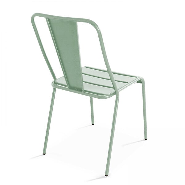 OVIALA - Ensemble table de jardin carrée et 2 chaises bistrot vert sauge - Palavas - large