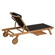 OVIALA - Lot de 2 bains de soleil avec coussin et tablette en bois noir - Goa - vignette