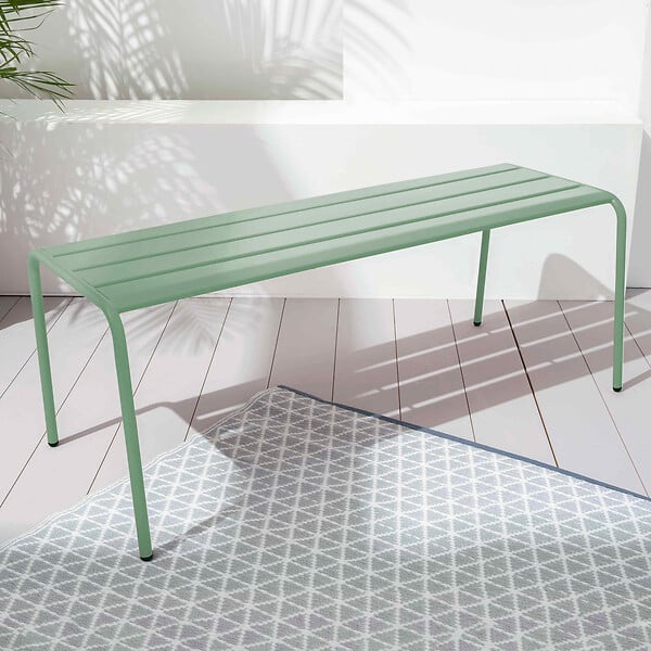 OVIALA - Banc de jardin en acier vert sauge - Palavas - large