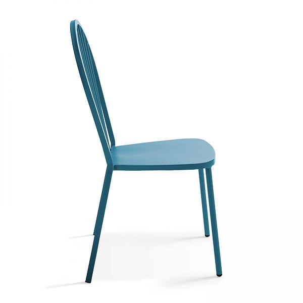 OVIALA - Chaise bistrot en métal bleu pacific - Honfleur - large