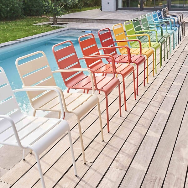 OVIALA - Fauteuil de jardin en métal ivoire - Palavas - large