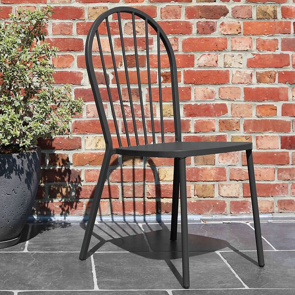 OVIALA - Chaise bistrot de jardin en métal gris anthracite - Honfleur - large