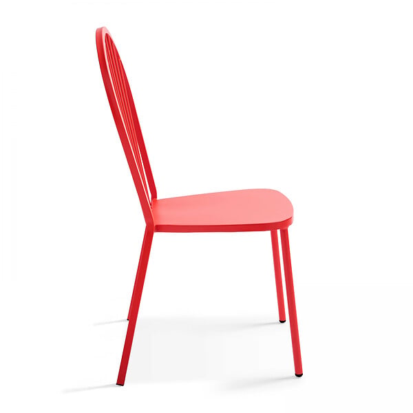 OVIALA - Chaise bistrot de jardin en métal rouge - Honfleur - large