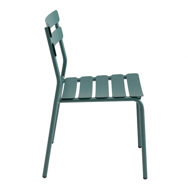 OVIALA - Chaise de terrasse en aluminium vert foncé - Almada - large