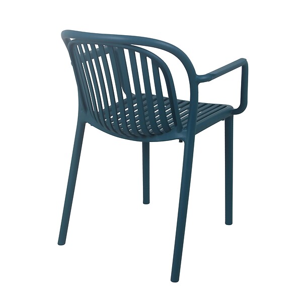 OVIALA - Lot de 4 fauteuils en plastique bleu canard - Copenhague - large