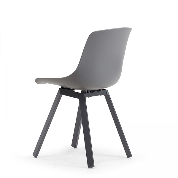 OVIALA - Lot de 4 chaises d'extérieur grises - Samoa - large