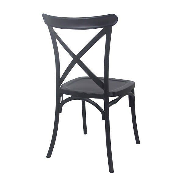 OVIALA - Chaise de terrasse empilable en plastique noire - Dublin - large